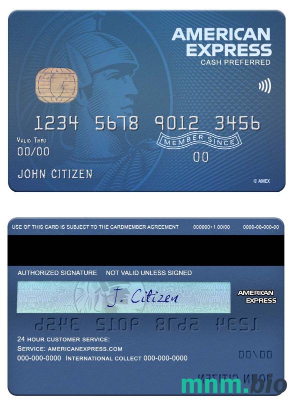 USA Fifth Third bank amex blue cash preferred karta przykład w formacie PSD